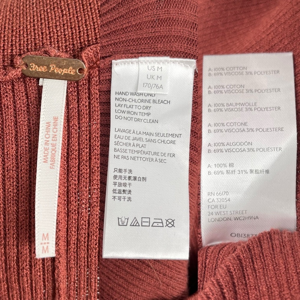 Free People Emilie Knit Two Piece Sweater Set Top Pants Cherry Cola Women’s M - Picture 13 of 16